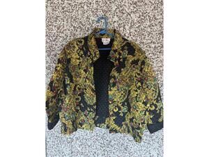 Vintage 80s Ruth Norman for Neiman Marcus Jewel Print Quilted Jacket L USA
